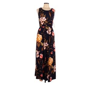 Floral Maxi Dress - Navy and Multicolor - large petite